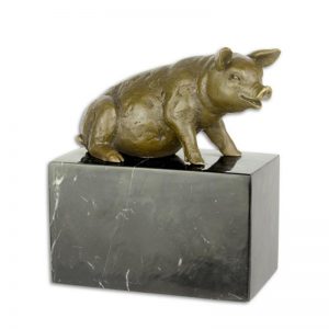 Zittend Varken - Beeld - Bronzen sculptuur - h15,6 cm