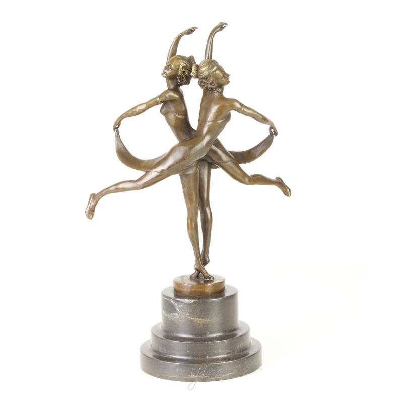 Bronzen Danseressen - Beeld - Dansende Zussen - 35,8 cm hoog