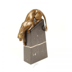 Bronzen Panther - Panther op sokkel - 34.3 cm hoogte - Beeld