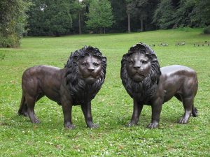 Tuinbeeld - bronzen beeld - Leeuwenpaar - 100 cm hoog Bronzartes