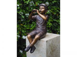 Tuinbeeld - bronzen beeld - Jongen met fluit - 75 cm hoog Bronzartes