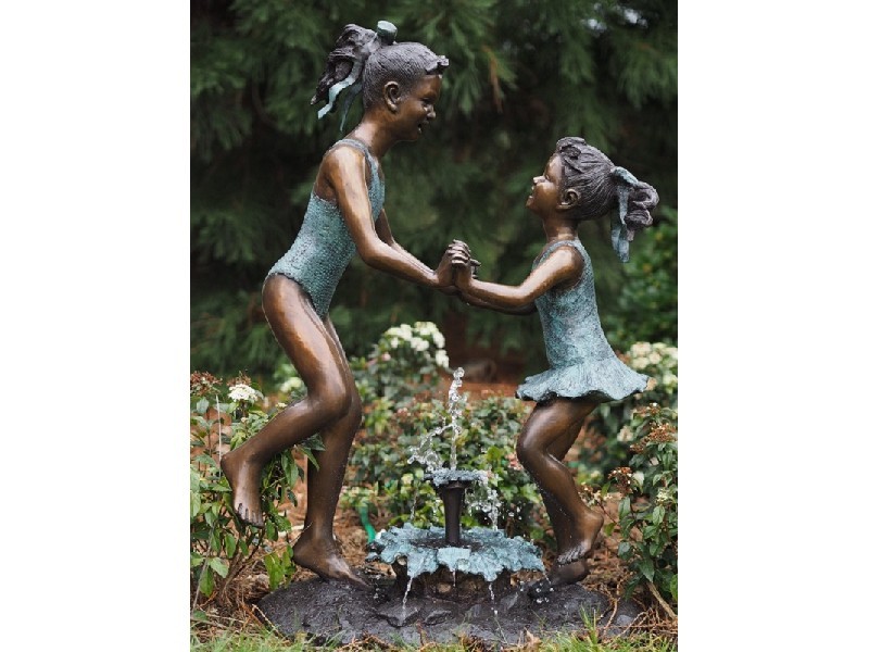 Uithoudingsvermogen Veraangenamen jas Tuinbeeld - bronzen beeld - Waterornament - 2 Kinderen in badpak - 103 cm  hoog - trendybywave.nl