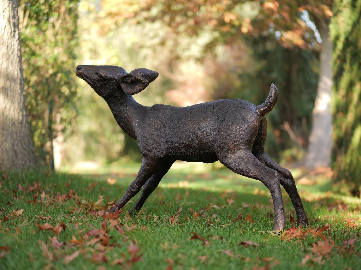 Tuinbeeld - bronzen beeld - Hertje - 60 cm hoog