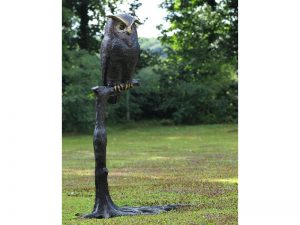 Tuinbeeld - bronzen beeld - Uil op tak - 200 cm hoog