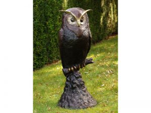 Tuinbeeld - bronzen beeld - Uil op rots - 114 cm hoog
