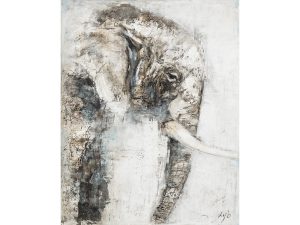 Olie op canvas - Olifant - 150 cm hoog