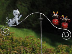 Tuinsteker - Balans kat en muis - 135 cm hoog