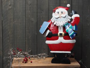 Metalen beeld - Kerst - kerstman - 73 cm hoog - rood