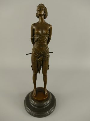 Bronzen beeld - Topless dame - erotisch beeld