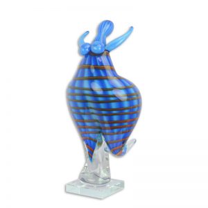 Blauw gestreepte Danseres - Glazen beeld - Murano Stijl Sculptuur - h39,9 cm