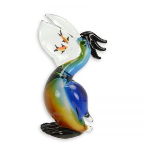 Kleurrijke Pelikaan - Glazen beeld - Murano Stijl Sculptuur - h26,1 cm