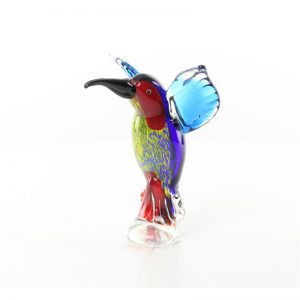 Kleurige ijsvogel - Murano Stijl Sculptuur - h19.8 cm