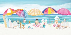 140 x 70 cm Canvasschilderij Parasollen op het strand print op canvas