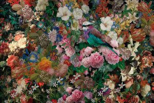 Ter Halle glasschilderij - kleurrijke bloemen - stilleven