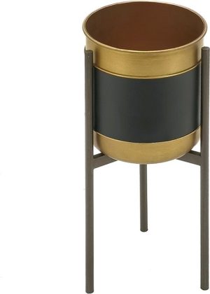 Planthouder Ø 20*45 cm Zwart, Goudkleurig Ijzer Bloempot Decoratie Pot - TBW