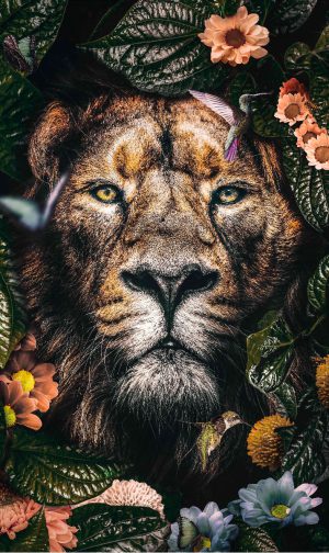 glasschilderij leeuw - oerwoud | wanddecoratie