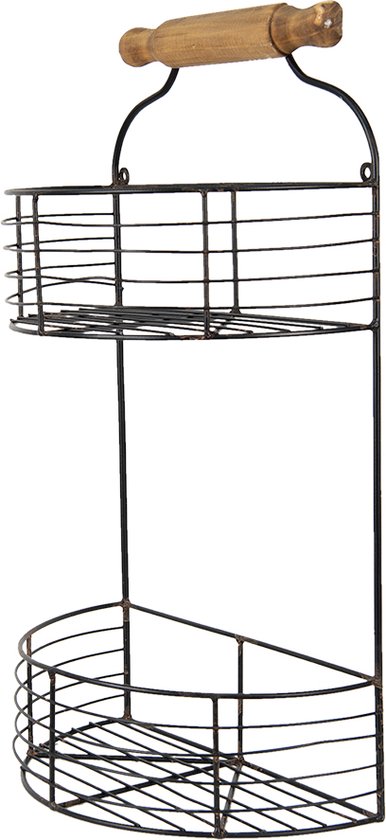 Wandrek - 31x17x54 cm- zwart ijzer - muurrek - Opbergkast Hangkast