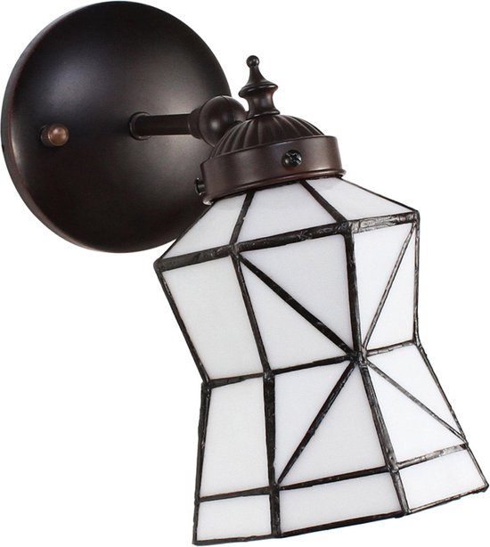 Wandlamp Tiffany 17*12*23 cm E14/max 1*40W Wit, Bruin Glas, Metaal Asymmetrisch Muurlamp Sfeerlamp Lamp - trendybywave.nl