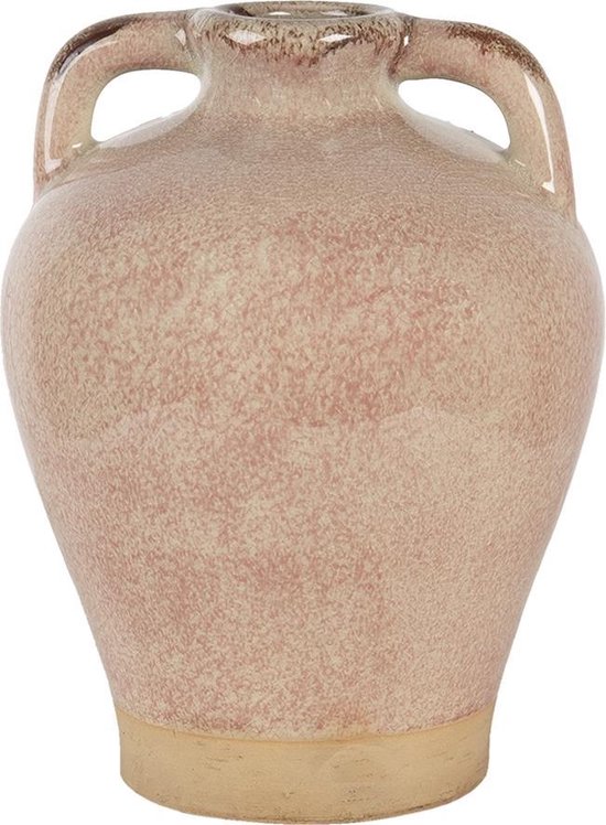 Vaas Ø 19x25 cm Roze -  Beige Keramiek Rond - decoratie vaas