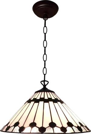 Hanglamp Tiffany Ø 40 cm Wit - Bruin Glas