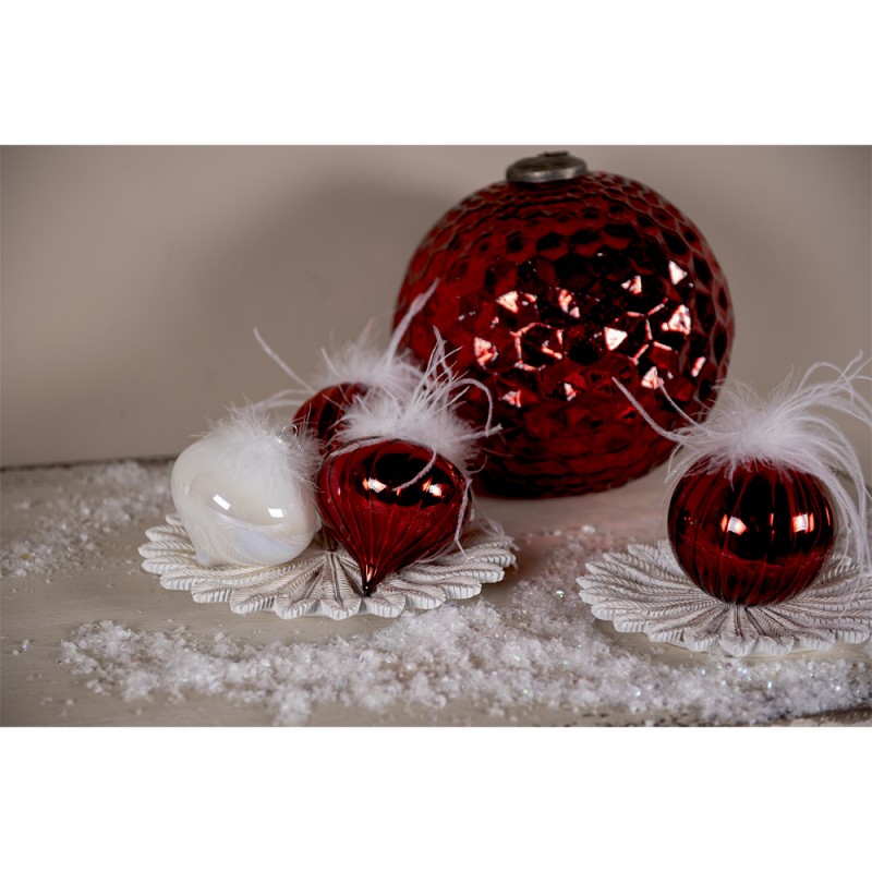 Luipaard Weg mythologie 2 x set van 4 kerstballen diam. 10 cm Rood Wit Glas Kerstboomversiering  Kerstversiering Kerstdecoratie - trendybywave.nl