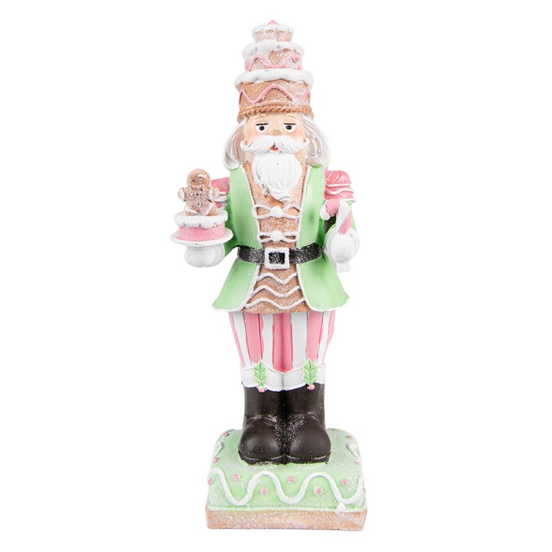 Beeld  Notenkraker 24 cm Groen Roze Kunststof - kerstdecoratie - accessoires