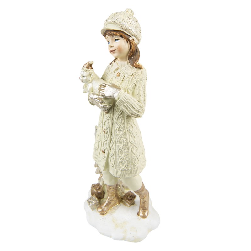 Beeld set van 2 Kinderen 22 cm Beige Kunststof - Decoratief Figuur Decoratieve Accessoires Kerstdecoratie voor Binnen - Afbeelding 2