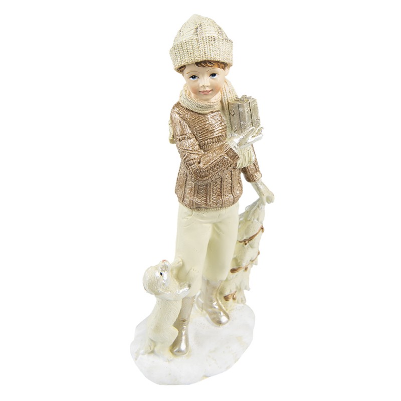 Beeld set van 2 Kinderen 22 cm Beige Kunststof - Decoratief Figuur Decoratieve Accessoires Kerstdecoratie voor Binnen - Afbeelding 3