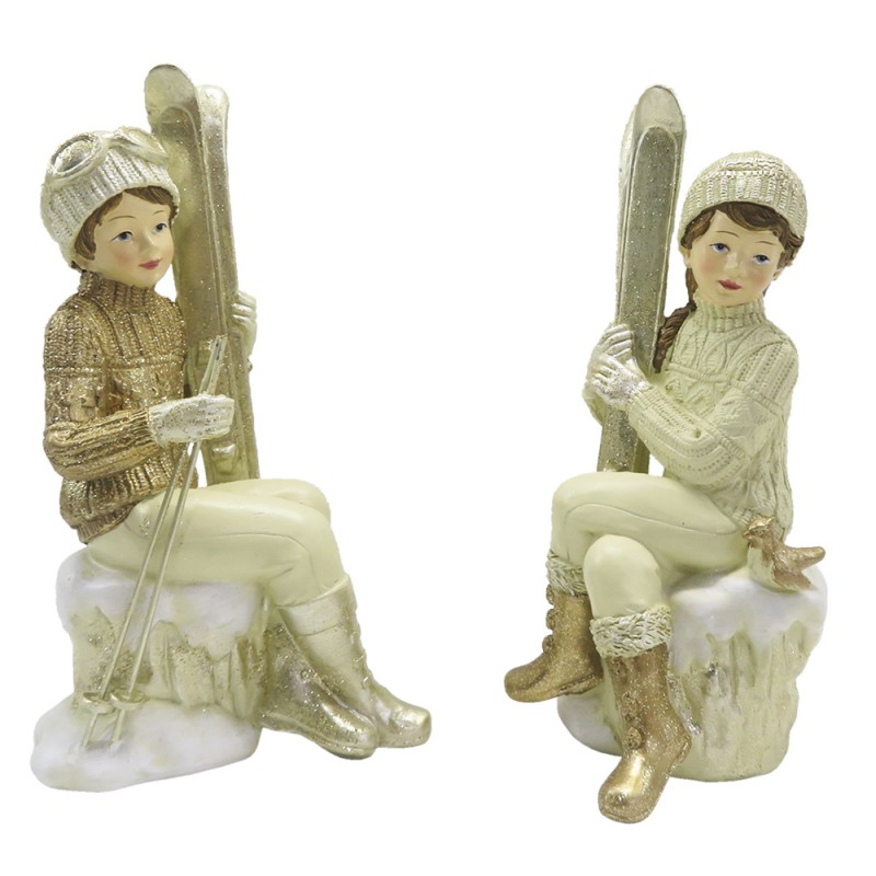 Beeld Kinderen 18 cm Beige Goudkleurig Kunststof - Decoratief Figuur Decoratieve Accessoires Kerstdecoratie voor Binnen