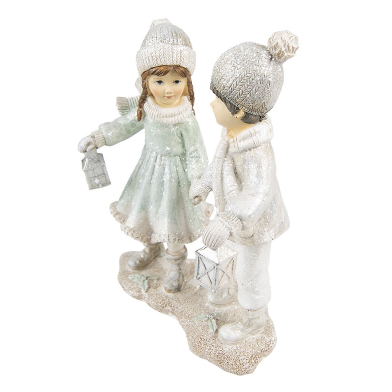 Beeld Kinderen 19 cm Wit Zilverkleurig Kunststof Kerst decoratie Decoratieve Accessoires - Afbeelding 2