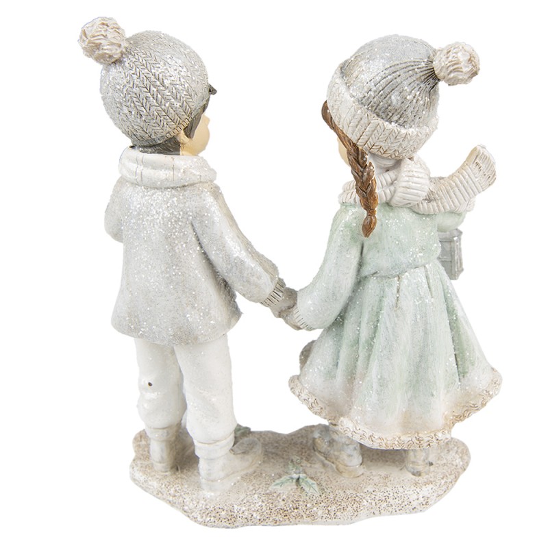 Beeld Kinderen 19 cm Wit Zilverkleurig Kunststof Kerst decoratie Decoratieve Accessoires - Afbeelding 3