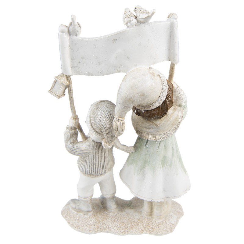 Beeld Kinderen 23 cm Beige Kunststof Happy Christmas - kerstdecoratie - accessoires - Afbeelding 3