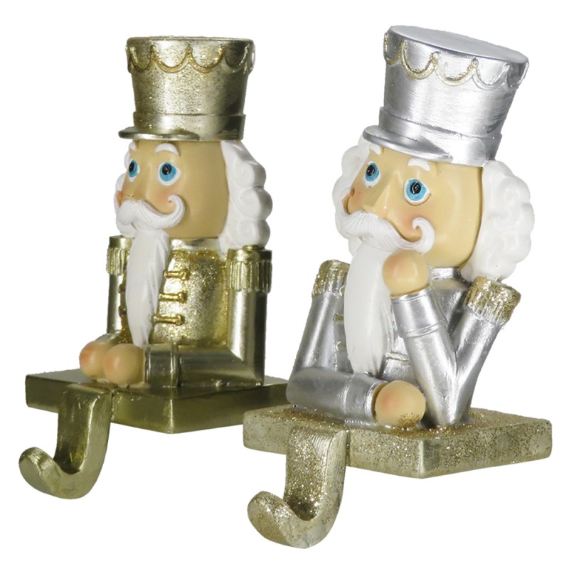 Haak Kerstsok Set van 2 Notenkraker 12 cm Goudkleurig Kunststof Kerstdecoratie - Image 2