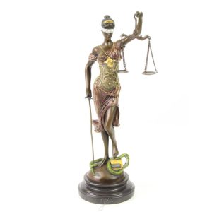 Vrouwe Justitia - Bronzen beeld - Beschilderd beeld Lady Justice - h40,3 cm