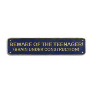 Wanddecoratie - Grappig gietijzeren bord. - Beware of the teenager!