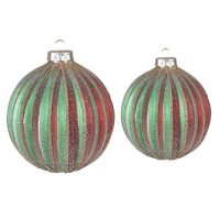 Kerstballen Ø 10 -  Ø 8 cm Rood Groen Glas - Kerstdecoratie - Kerstversiering
