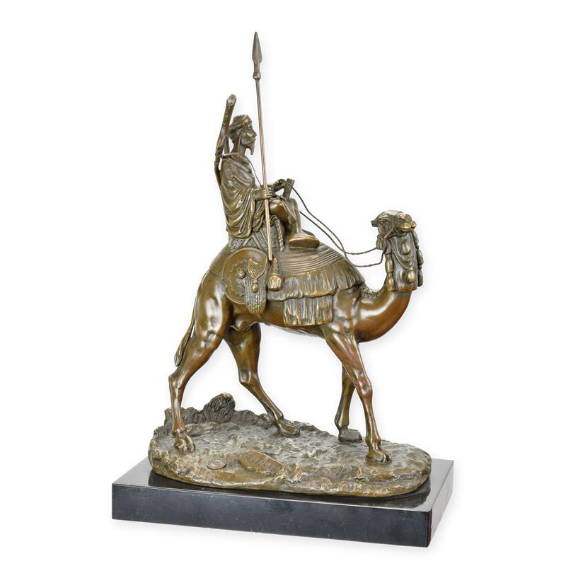 Bronzen beeld - Dromedaris Ruiter - Gedetailleerd sculptuur - 32 cm hoog