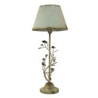 Tafellamp Ø 33x79 cm Wit Ijzer Rond Bladeren Bureaulamp