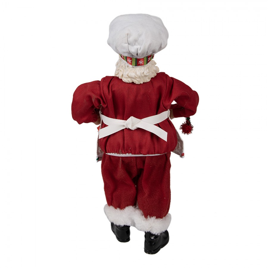 Beeld Kerstman 28 cm Rood Textiel op kunststof Decoratie figuur - Afbeelding 3