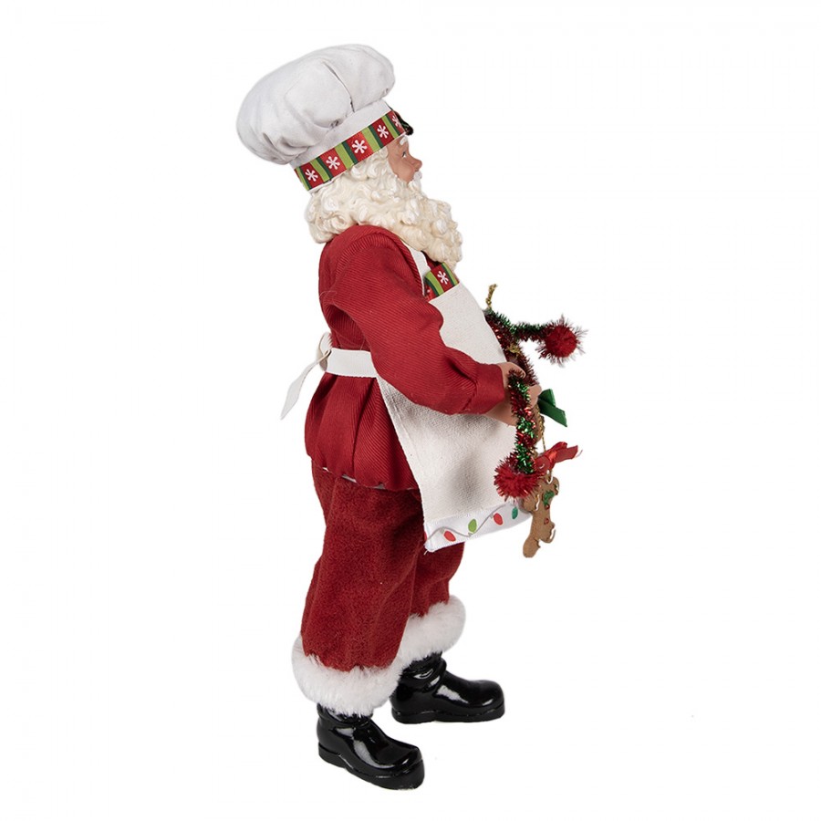 Beeld Kerstman 28 cm Rood Textiel op kunststof Decoratie figuur - Afbeelding 4