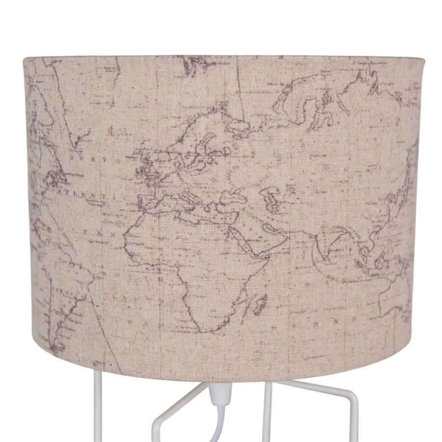 Tafellamp Ø 22x34 cm Beige Wit Ijzer Textiel Bureaulamp - Afbeelding 2