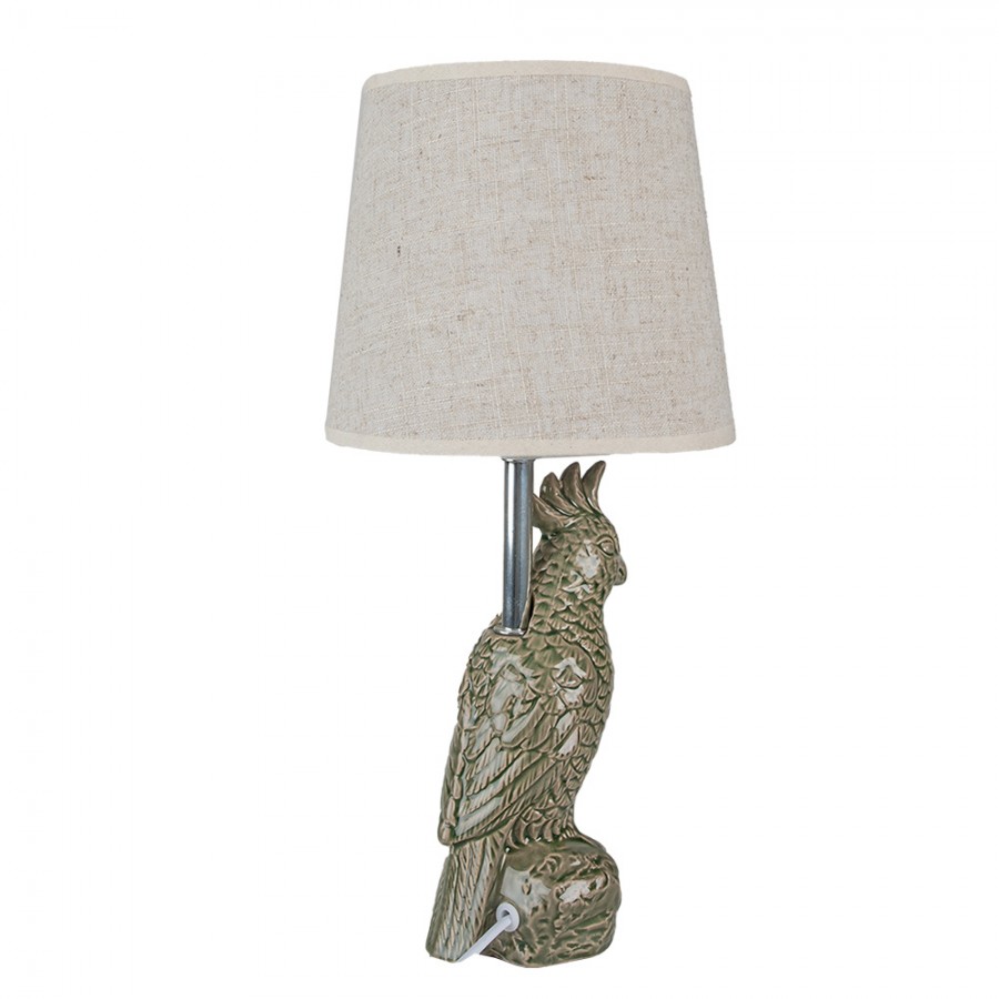 Tafellamp Papegaai Ø 18x36 cm Beige Groen Keramiek Rond Bureaulamp - Afbeelding 2