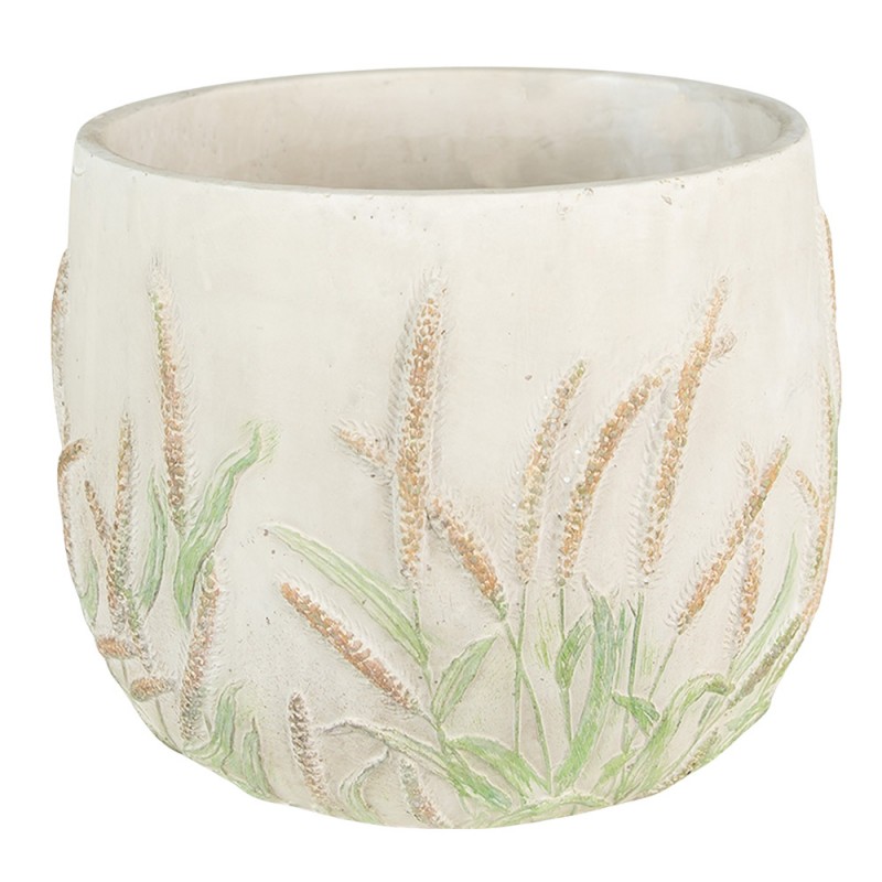 Bloempot Ø 23x18 cm Groen Beige Steen Korenhalmen Bloempot binnen Plantenpot Plant pot