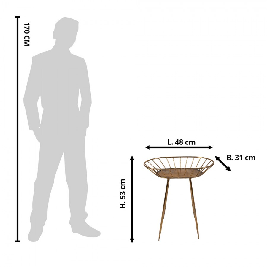 Bijzettafel 48x31x53 cm Goudkleurig Metaal Ovaal - Afbeelding 3