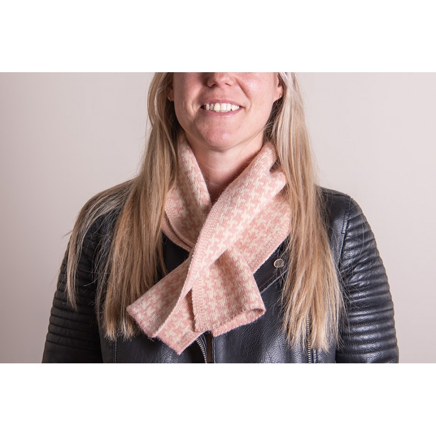 Wintersjaal Dames 15x85 cm Roze Beige Sjaal - Image 3