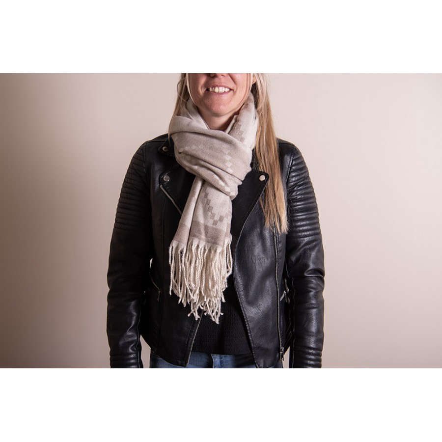 Wintersjaal Dames 68x180 cm Bruin Beige Sjaal - Image 2