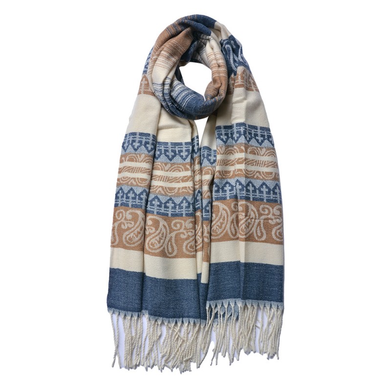 Wintersjaal Dames 68x180 cm Blauw Beige Sjaal