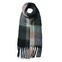 Wintersjaal Dames 36x210 cm Grijs Beige Ruit Sjaal