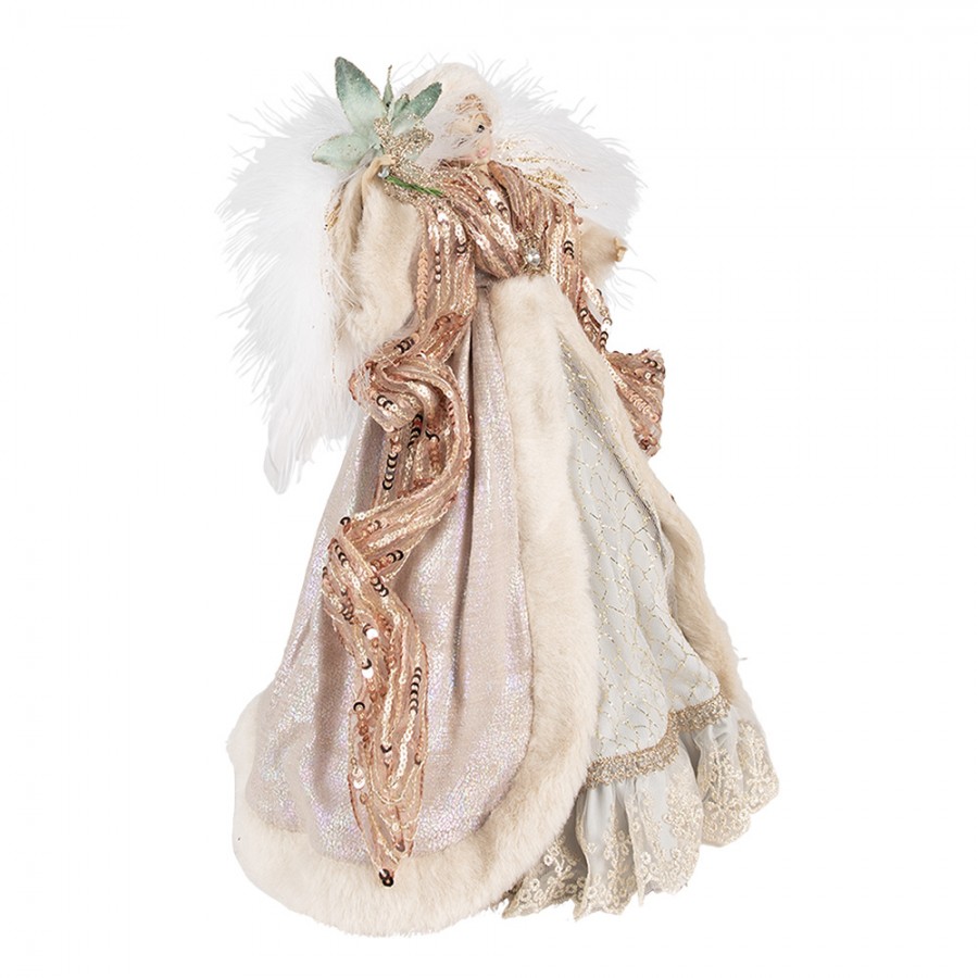 Clayre & Eef Kerstdecoratie Engel 35 cm Beige Roze Kunststof Kerstboomversiering - Afbeelding 4