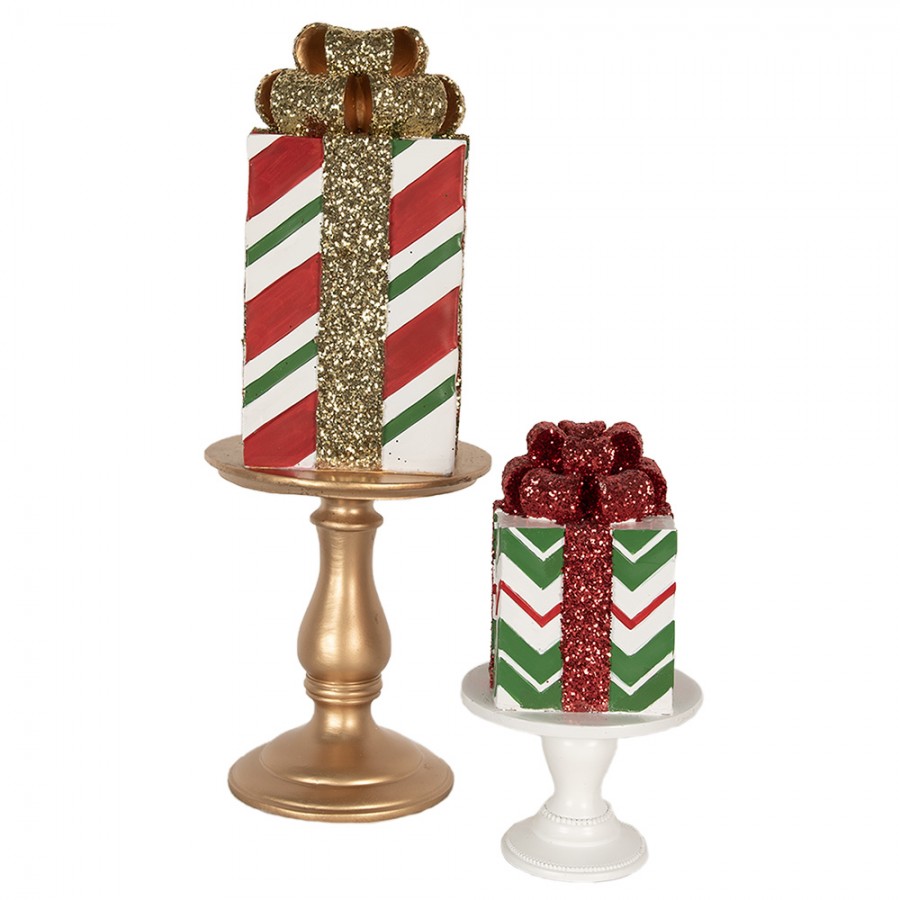 Clayre & Eef Kerstdecoratie Beeld Cadeau 24 cm Groen Polyresin - Afbeelding 3